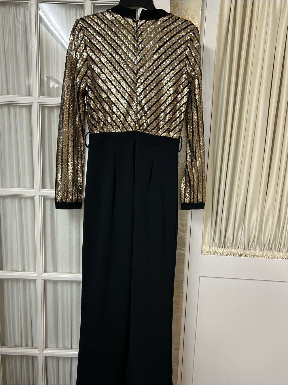 Fashion Nova Overlap Front Plunging V Sequin Jumpsuit - Picture 6 of 8